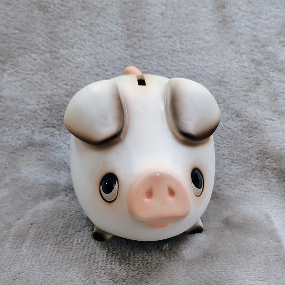 Vintage Ceramic Hog Piggy Bank Mid Century Cute Kitschy Small Big Eyes Farm - Picture 6 of 9